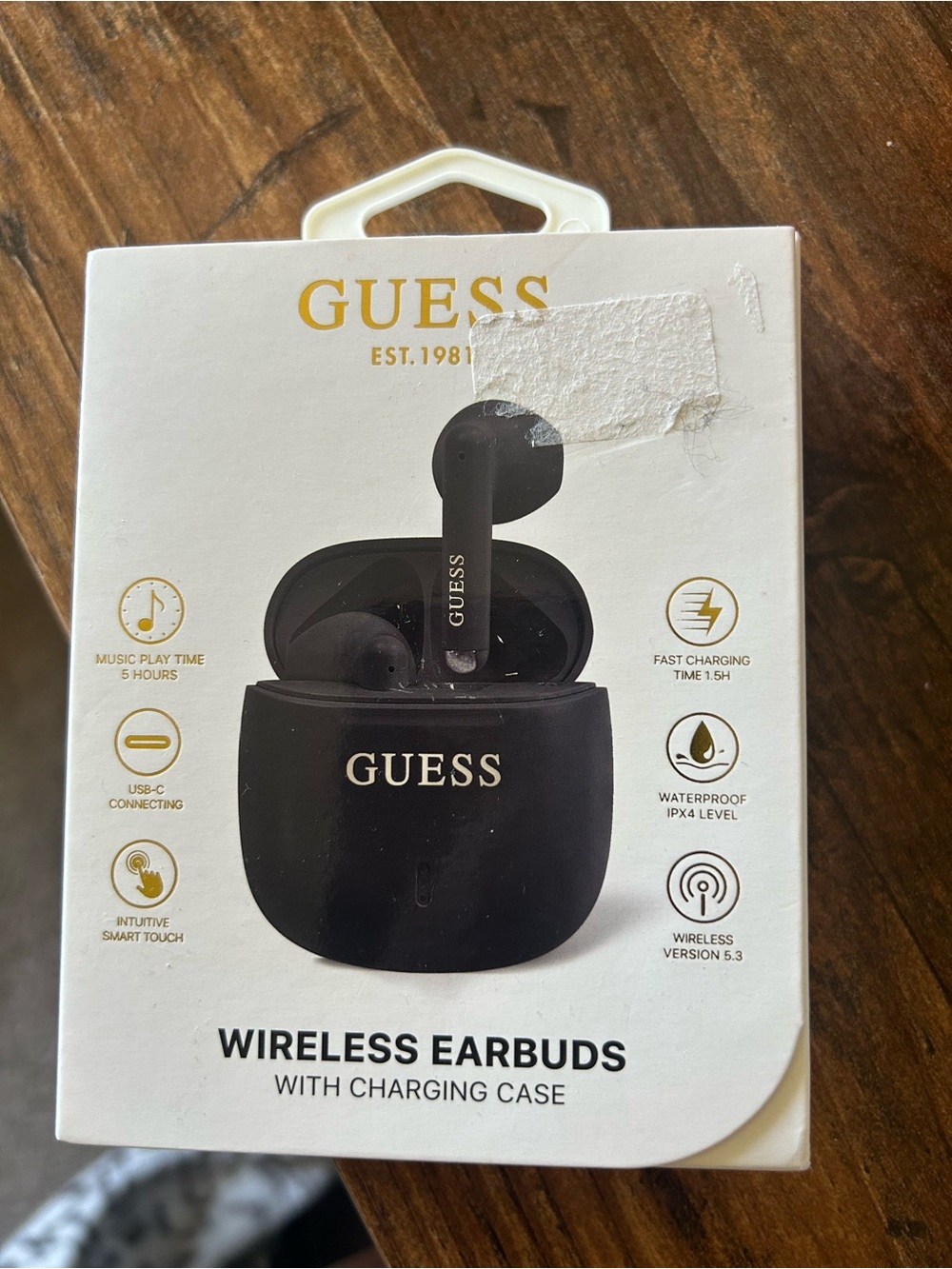 GUESS Black Wireless Earbuds with Charging Case and Branded Logo